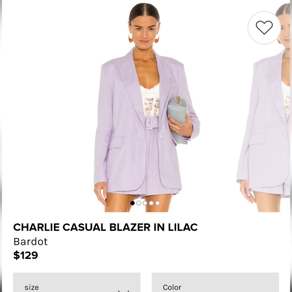 Revolve Bardot Linen Blazer and Short Set (purple)